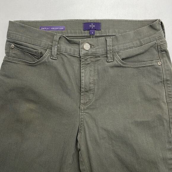 NYDJ Women’s 4 Green DAYLA Wide Cuff Capri Jeans - Picture 1 of 3